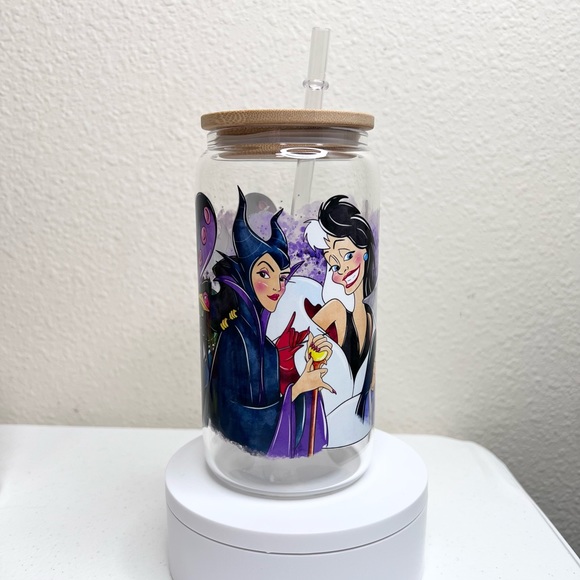 Disney Villains Ursula Cruella Handmade Libbey Glass Cup - Picture 5 of 5